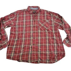 Noble Outfitters Flannel Shirt Mens 2XL Red Plaid Long Sleeve Pocket Button Down
